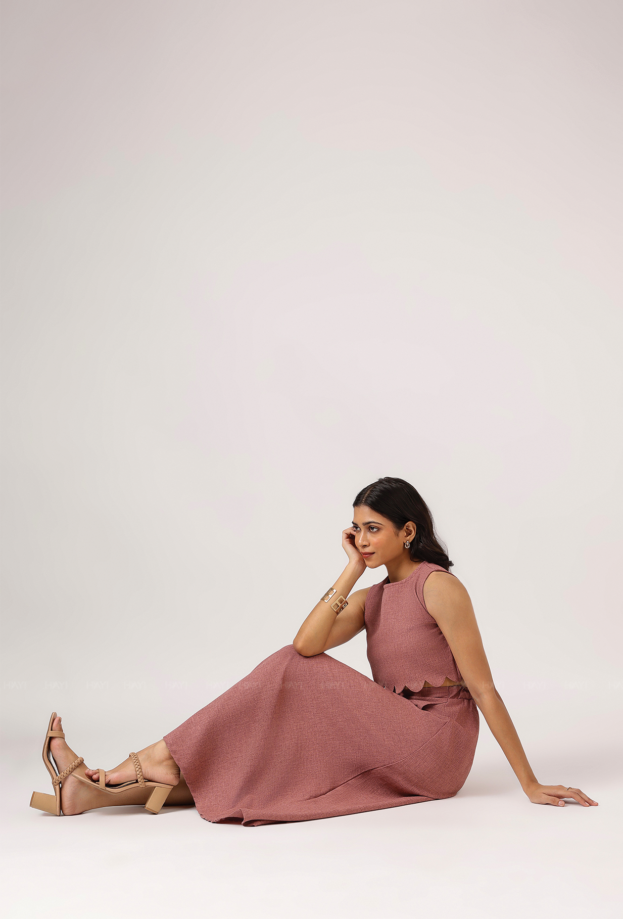 Rosaire Scallop Crop Top And Skirt