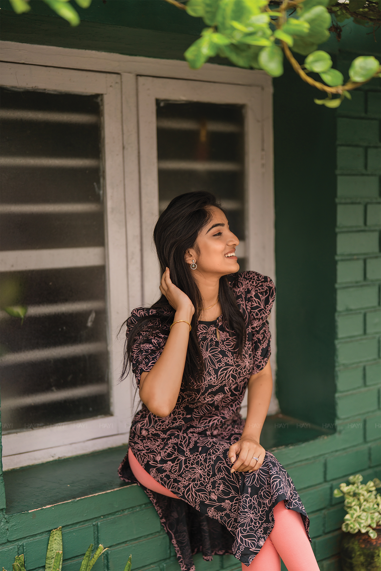 Starry Black with Midnight Bloom floral printed Viscose Kurta