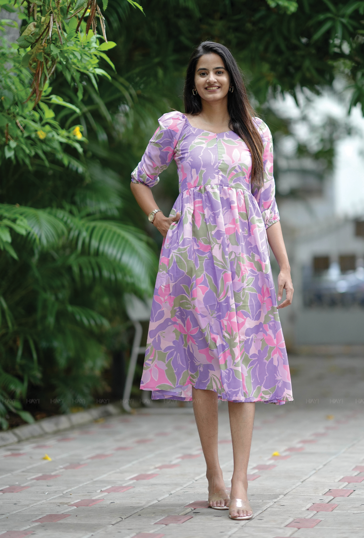 Painterly Petals Lavender Maternity and Feeding Dress