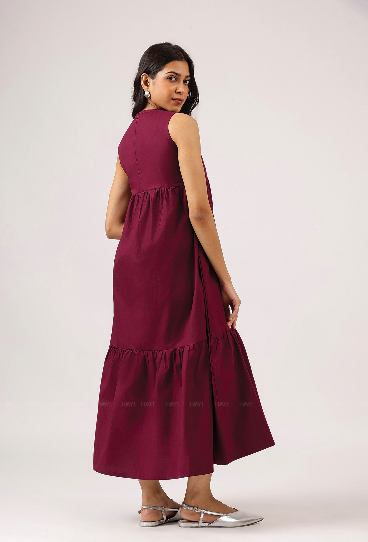 Vin Rouge Sleeveless Wine Flared Dress