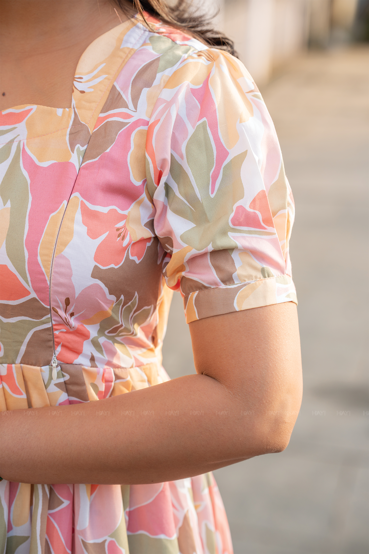 Seraphine White floral printed Maternity and Feeding Cotton Blend Dress