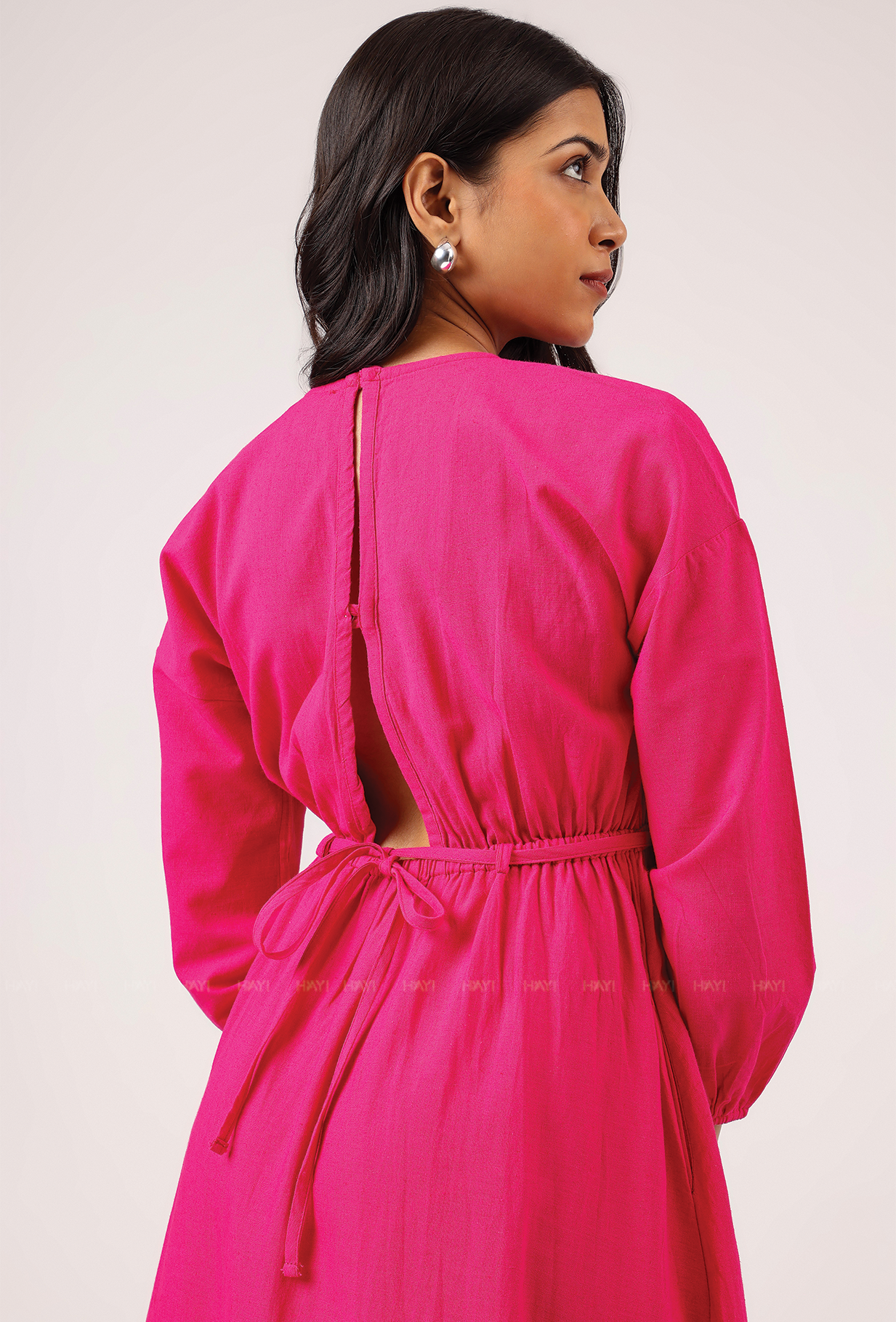 Crowned In Pink Wasit Tie With Back Slit Flared Maxi