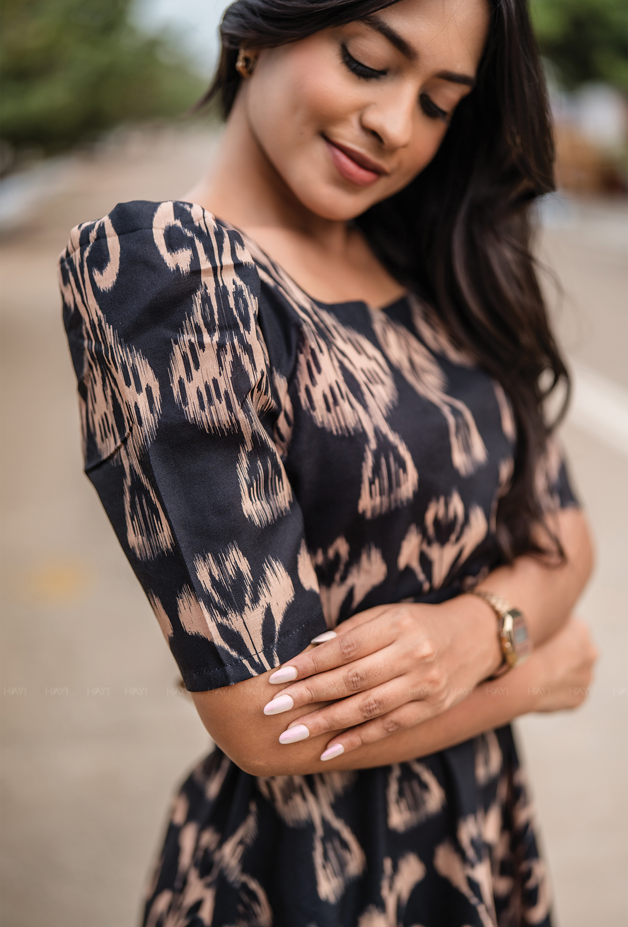 Horizon Black with Dark Desire printed Linen Blend Dress