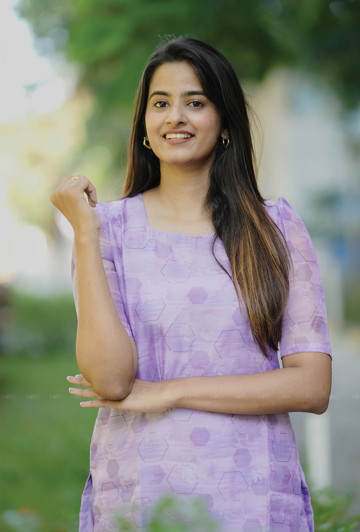 Glacial Lilac Matrix Organza kurta