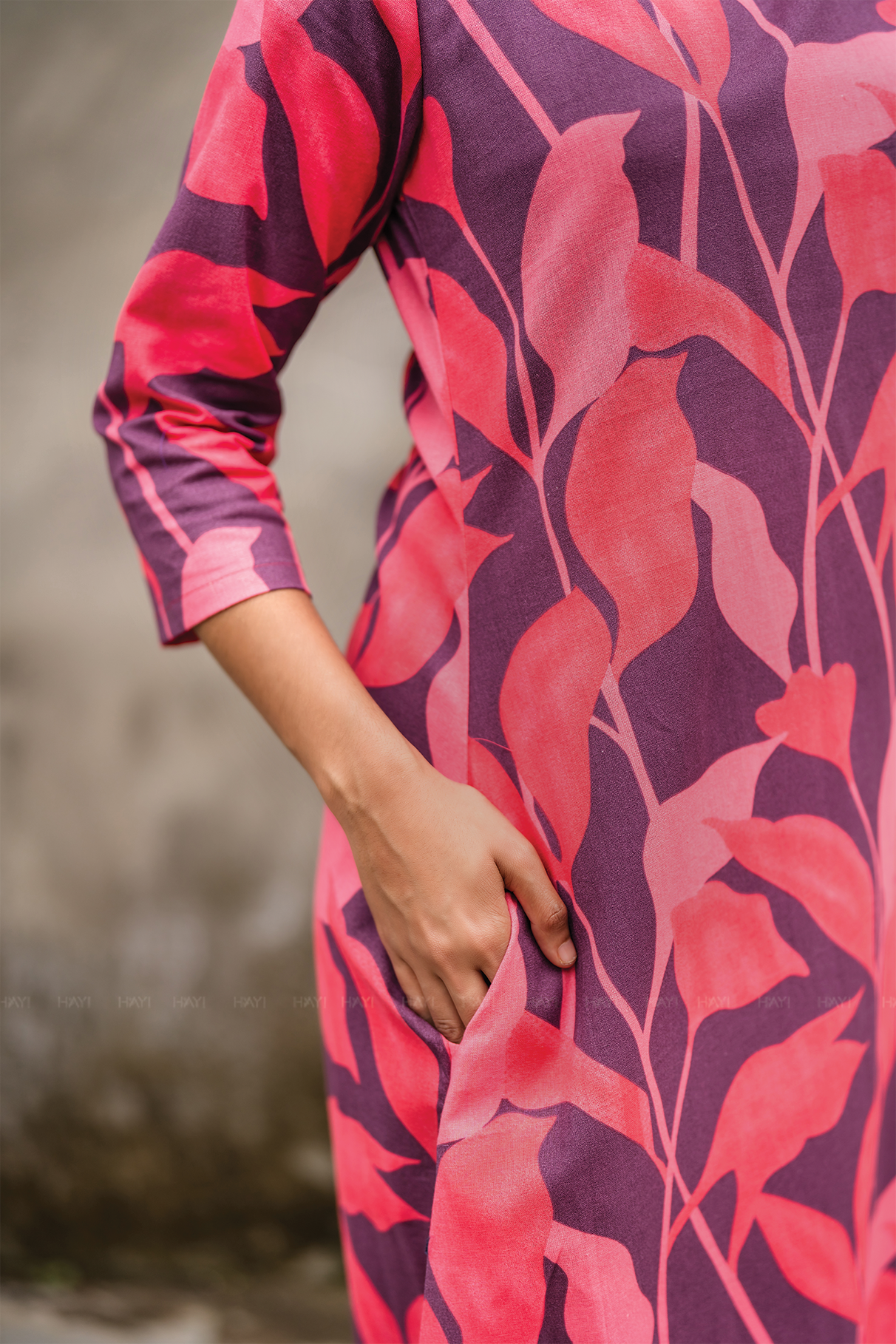 Floral Rush Violet Cotton Co-ord with V-Neck