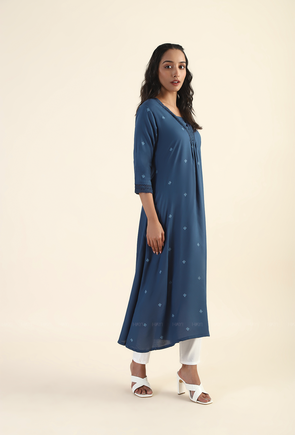 Celestial Blue Twinkle Muse Viscose Printed Dress