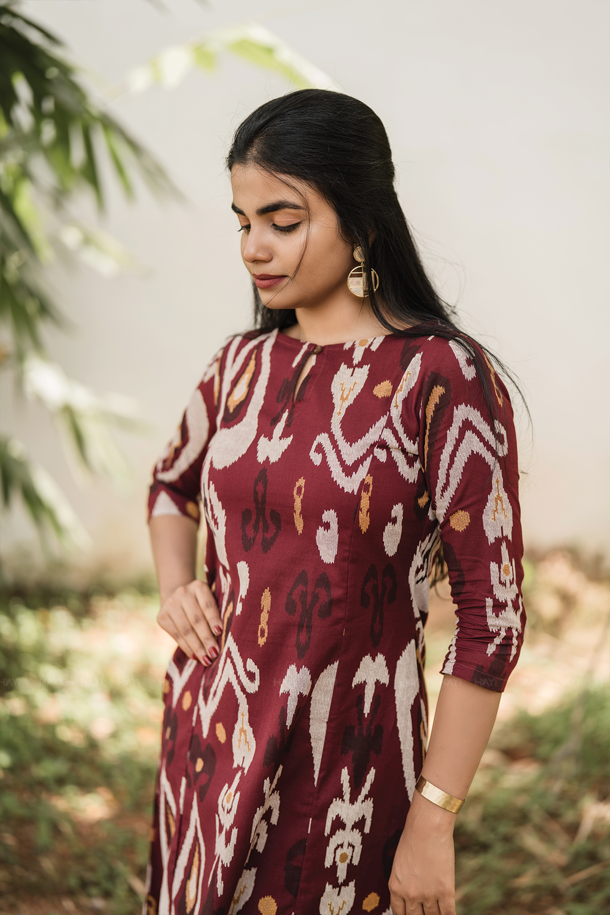 Threadbeat Peach Cotton Blend Co-ord with Boat Neck & Keyhole