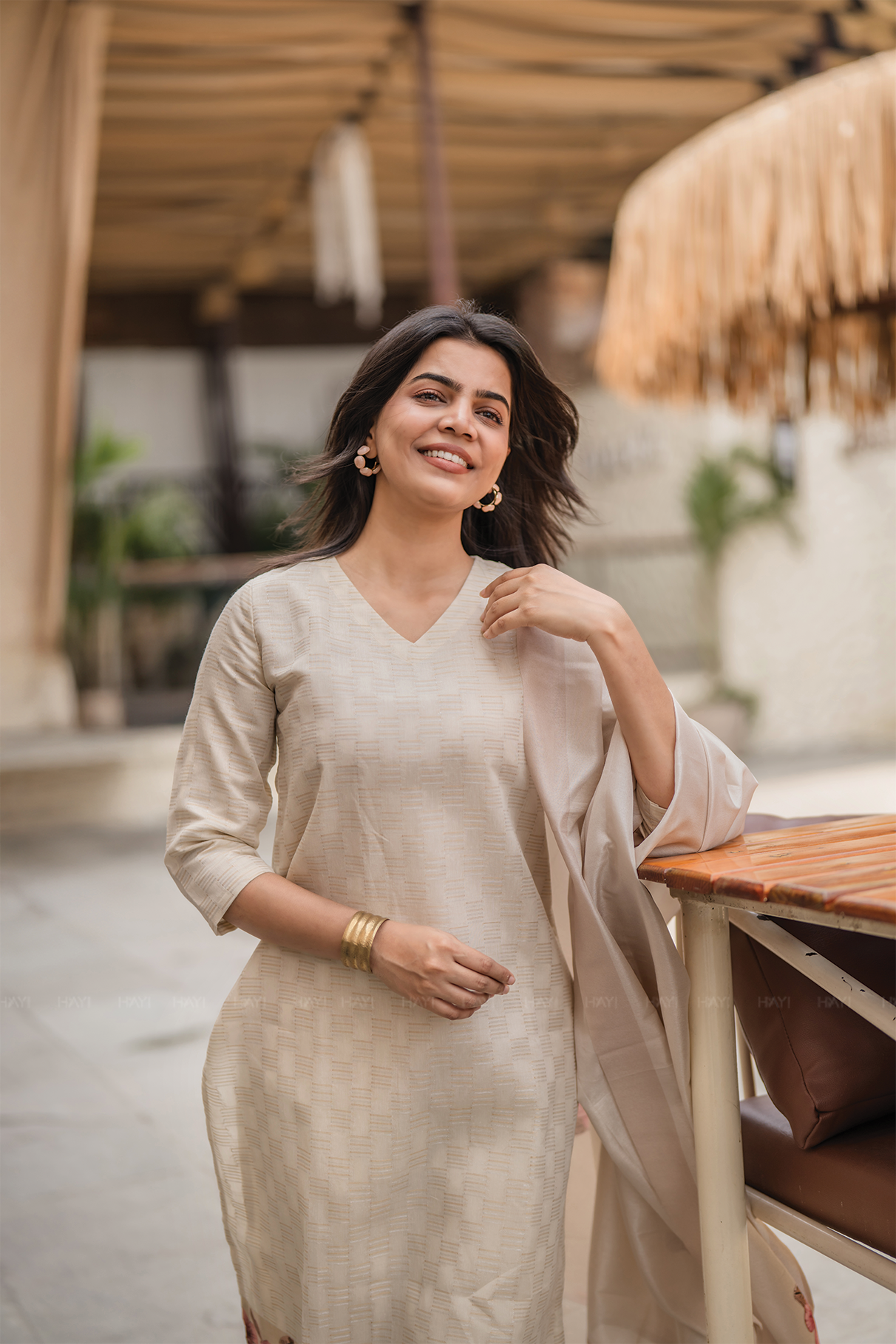 Lumi Printed 3 Piece Tussar Silk Blend Kurti Set with Dupatta