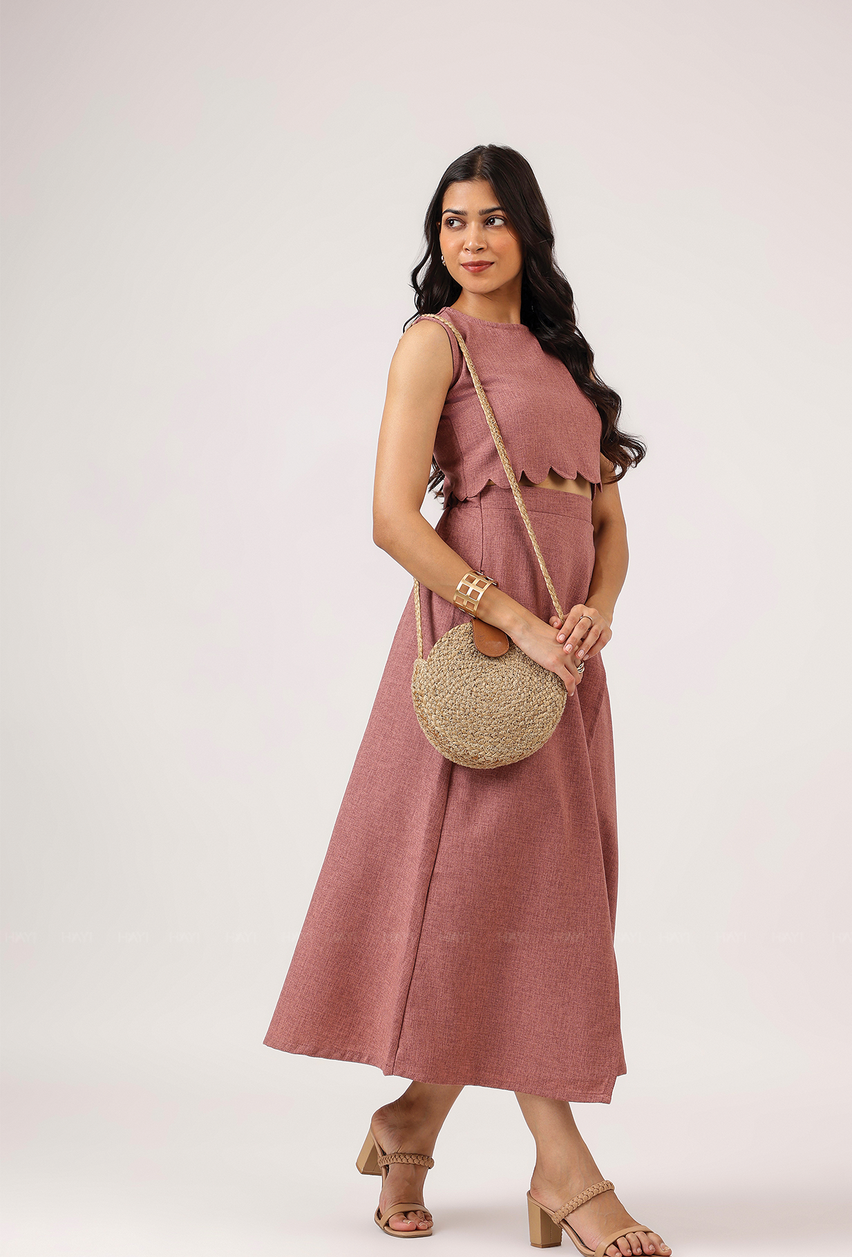 Rosaire Scallop Crop Top And Skirt