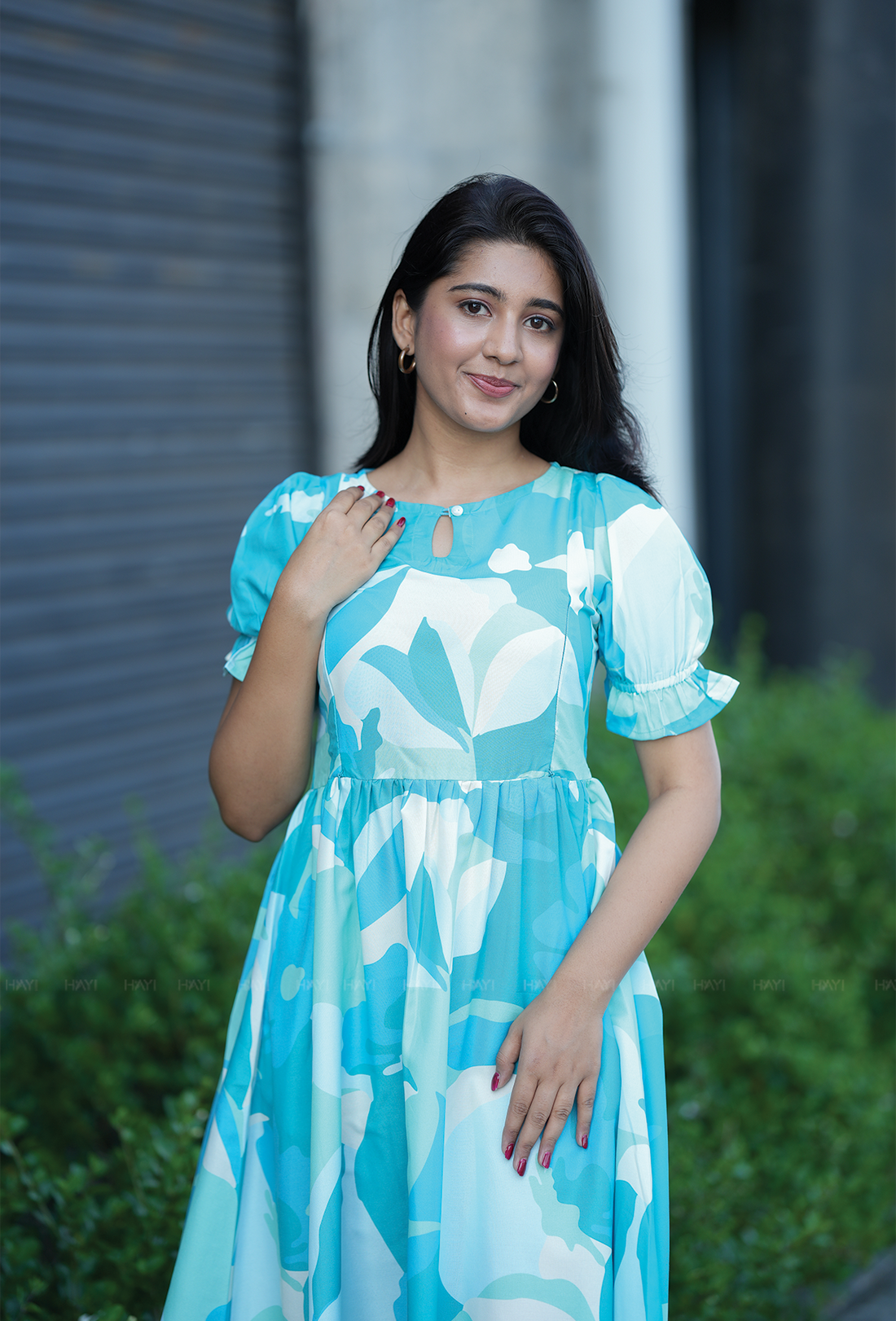 Chords Blue with Harmonioes Fragrant floral printed Maternity and Feeding Dress