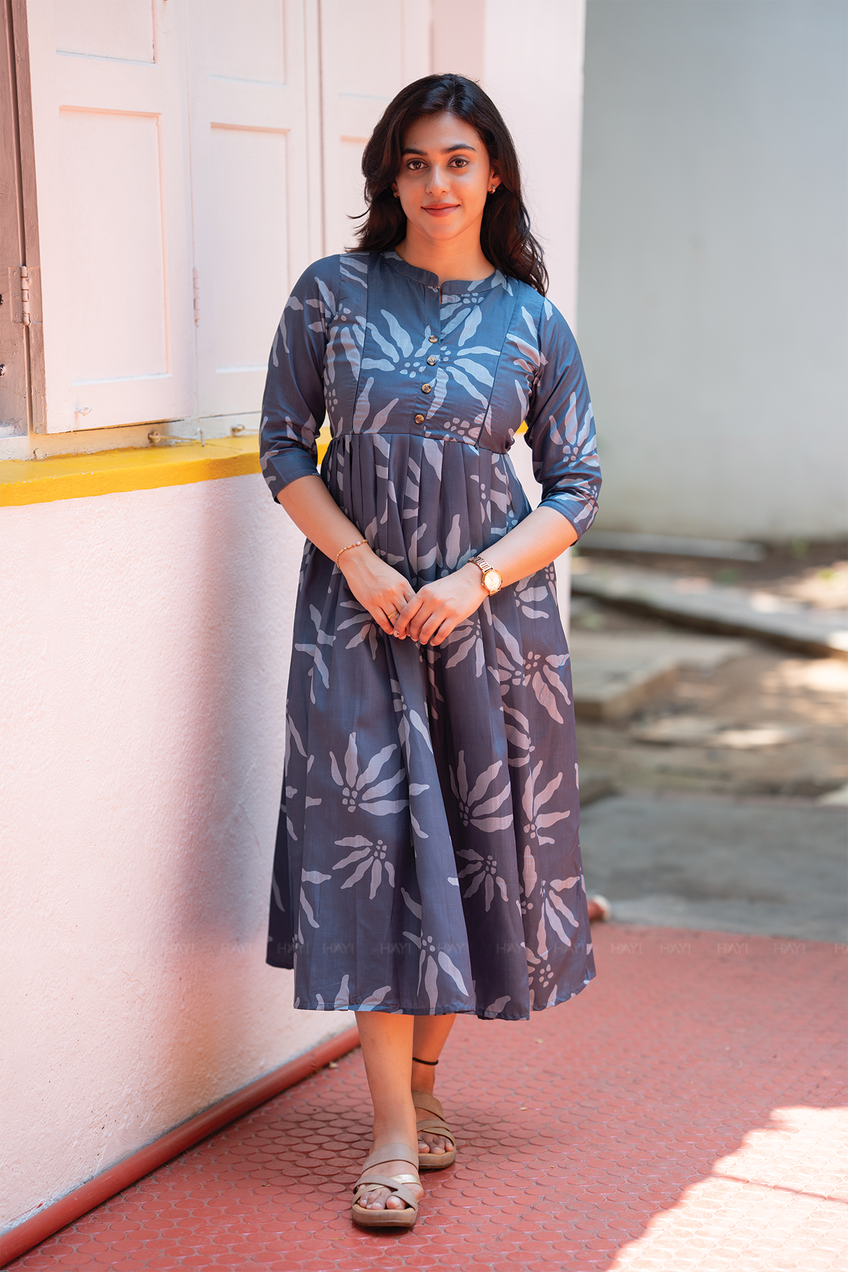 Enchanted Grace Blue Printed Maternity and Feeding Maxi Outfit