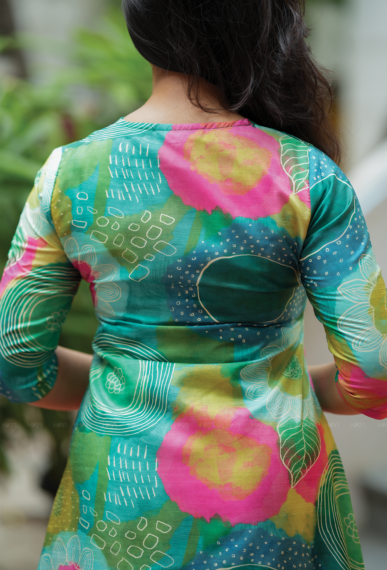 Mesh Green with Jungle Blush Silk Blend Co ord set