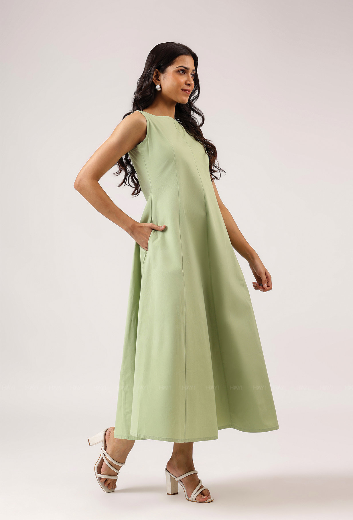 Skyfall Green Sleeveless Panel Dress