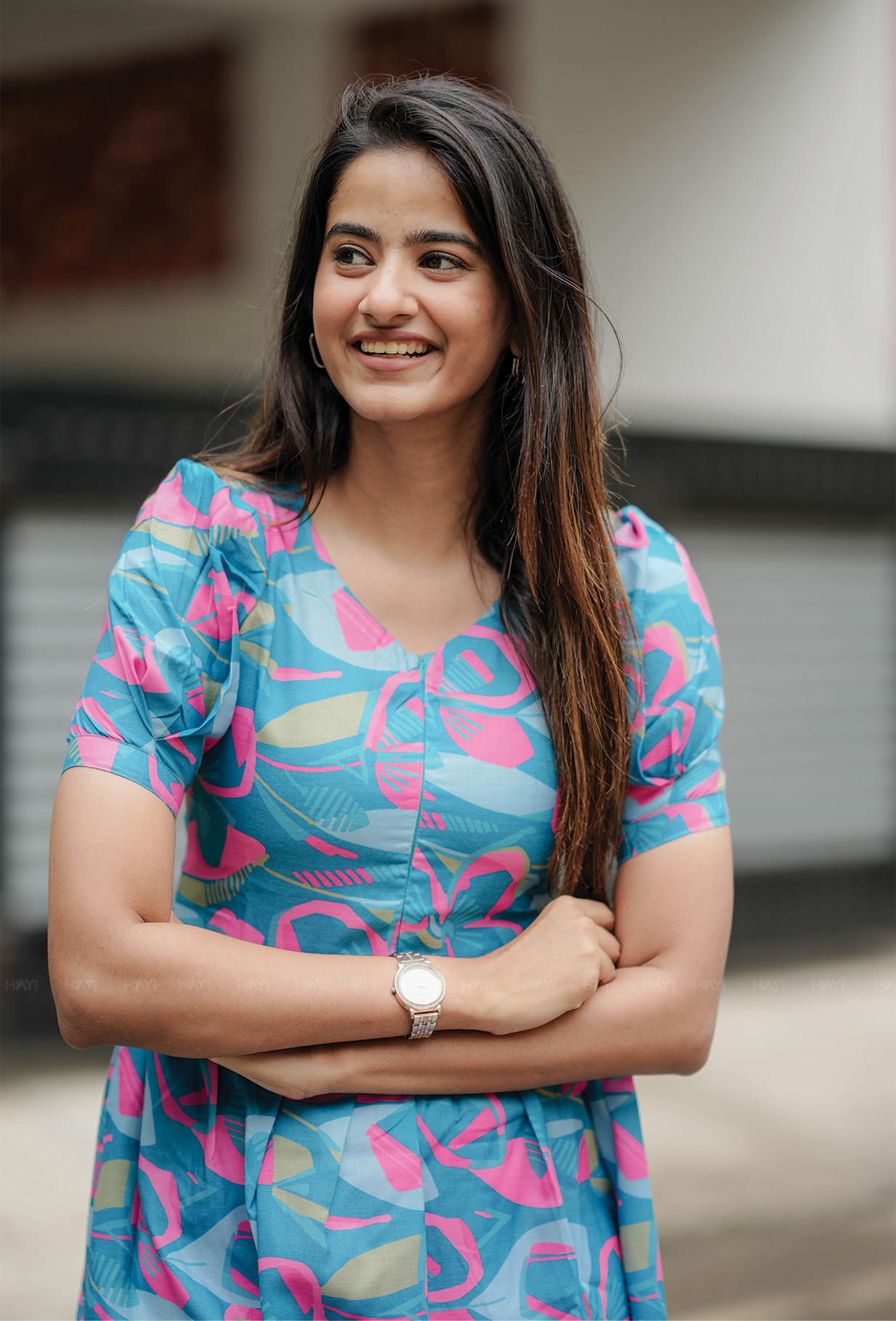 Geo Bloom Blue Maternity and Feeding dress