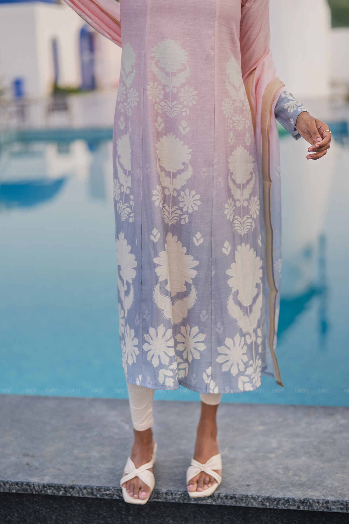 Dessert Dune Printed 2 Piece Bombay Silk Blend Kurta with Dupatta