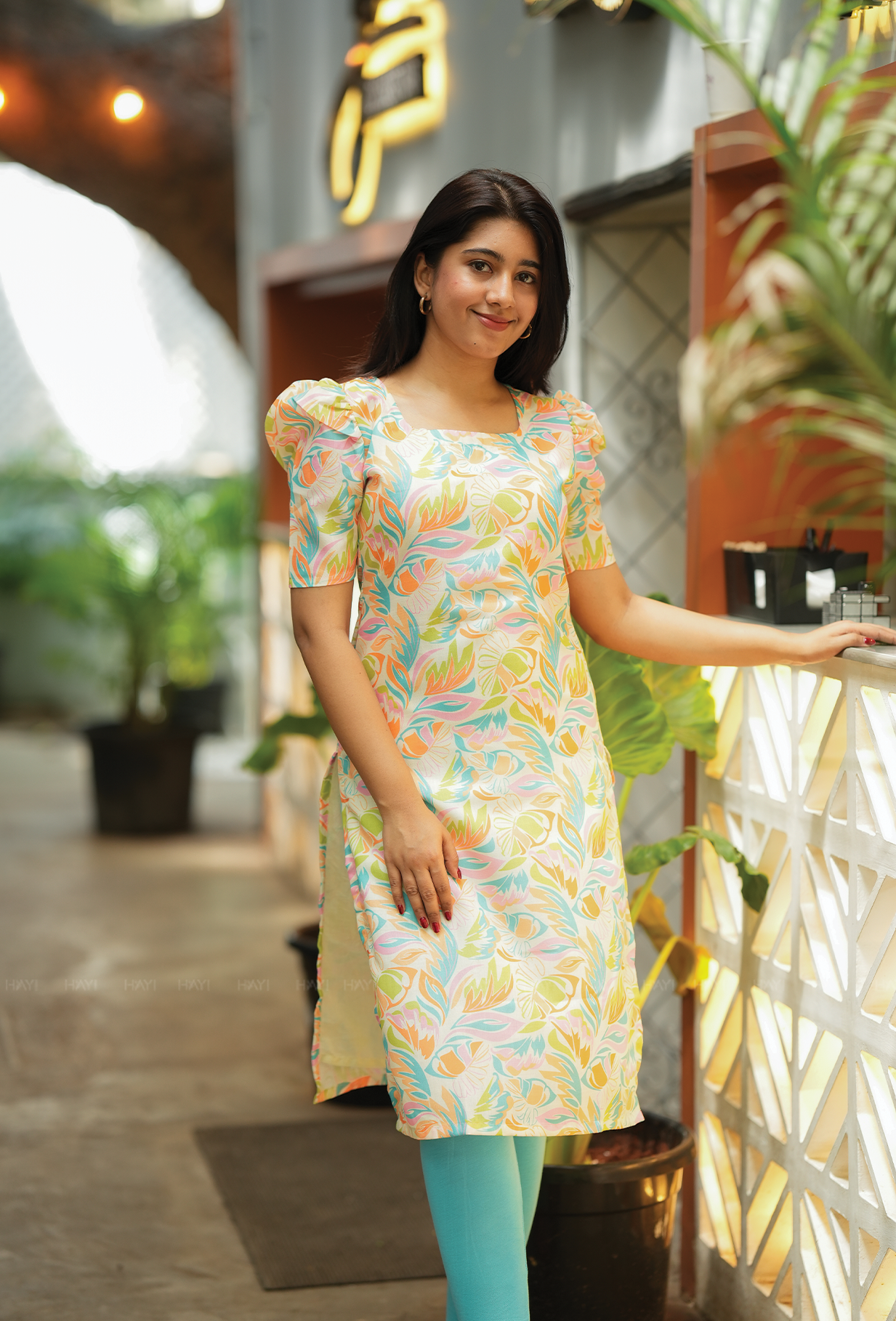Opulence yellow with Sunlit Serenade floral printed Viscose Kurta