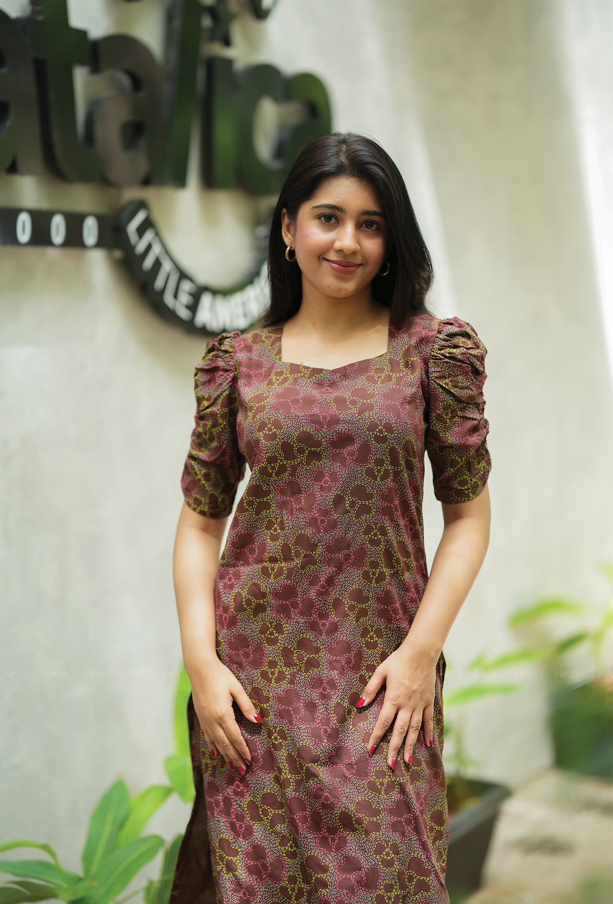 Dune Brown with Desert Luxe floral printed Viscose Kurta