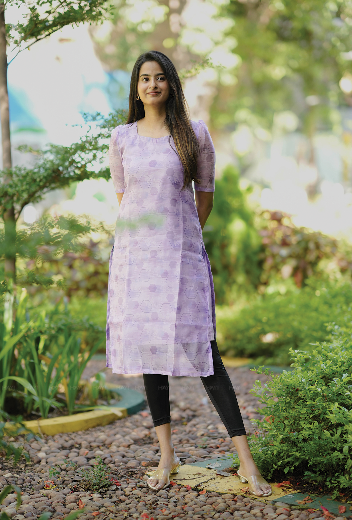 Glacial Lilac Matrix Organza kurta