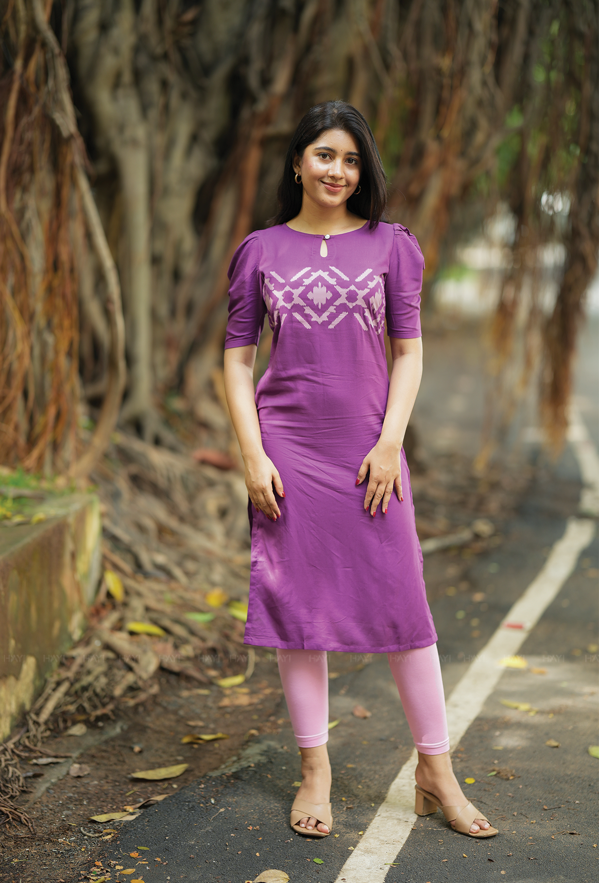 Gilded Violet with Royal Whimsy printed Viscose Kurta