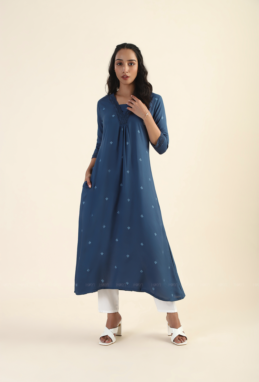 Celestial Blue Twinkle Muse Viscose Printed Dress