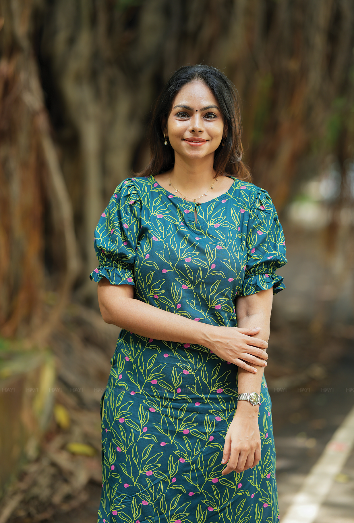 Shroud Green with Spring Veil floral printed Viscose Kurta