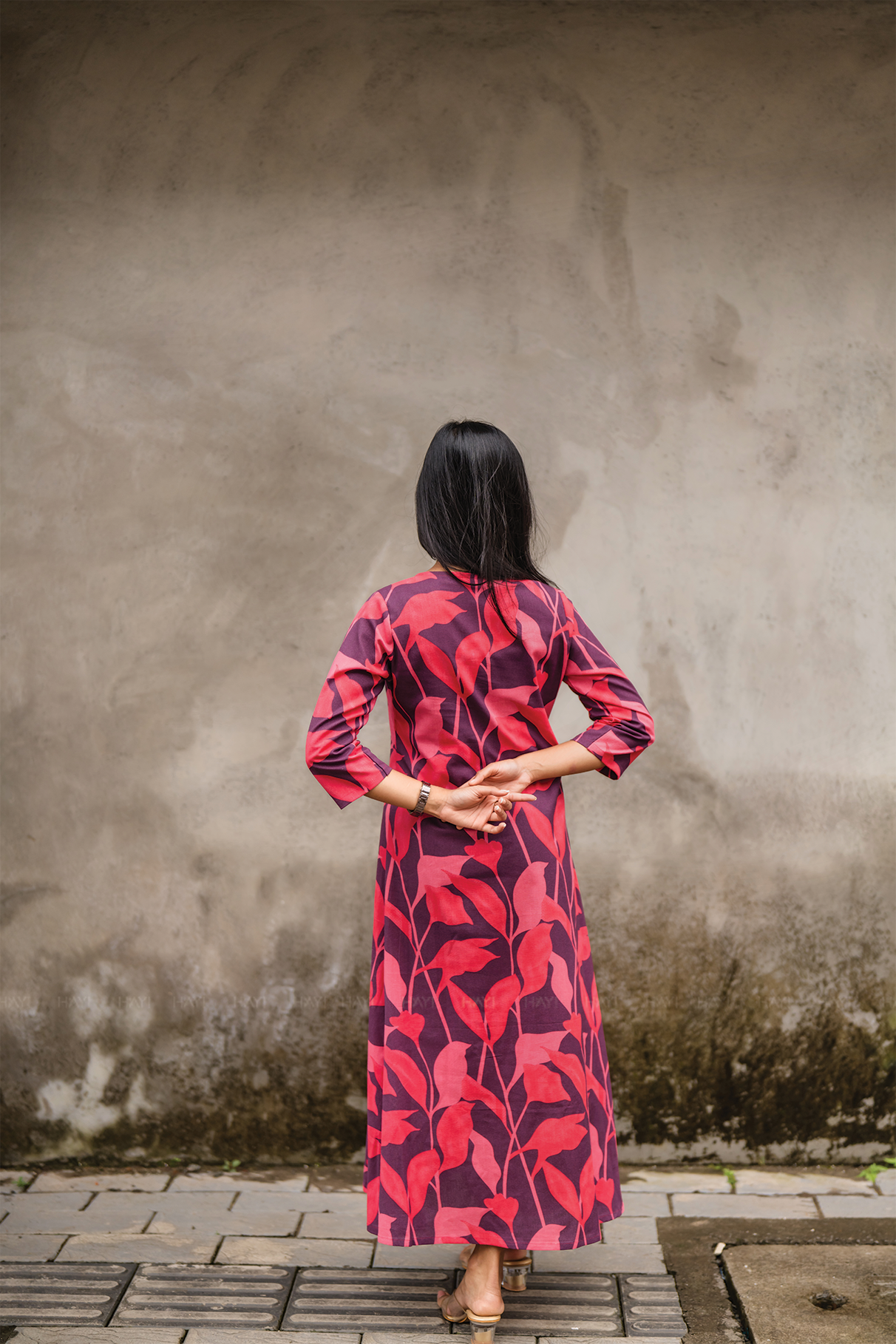 Floral Rush Violet Cotton Co-ord with V-Neck