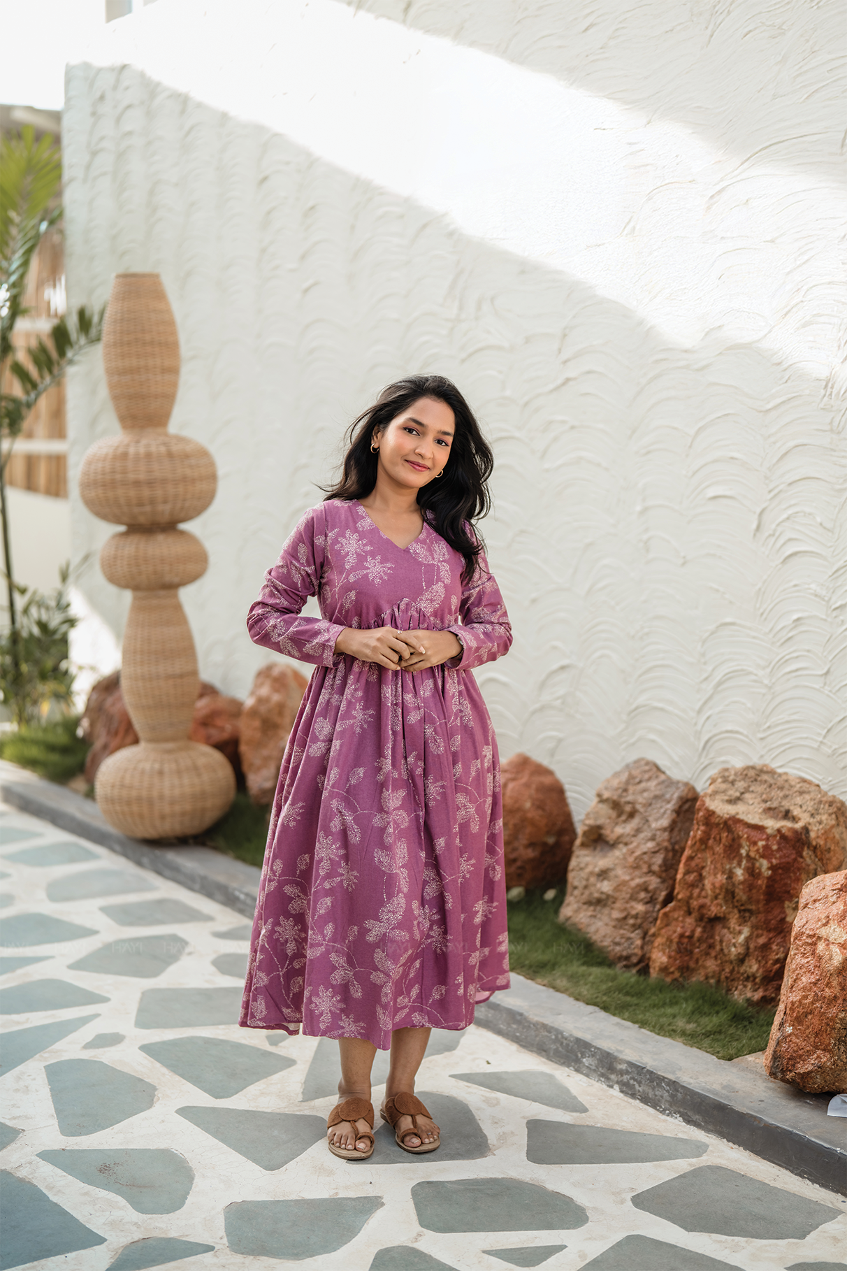 Astral Pink with Aurara Bloom floral printed Cotton Dress