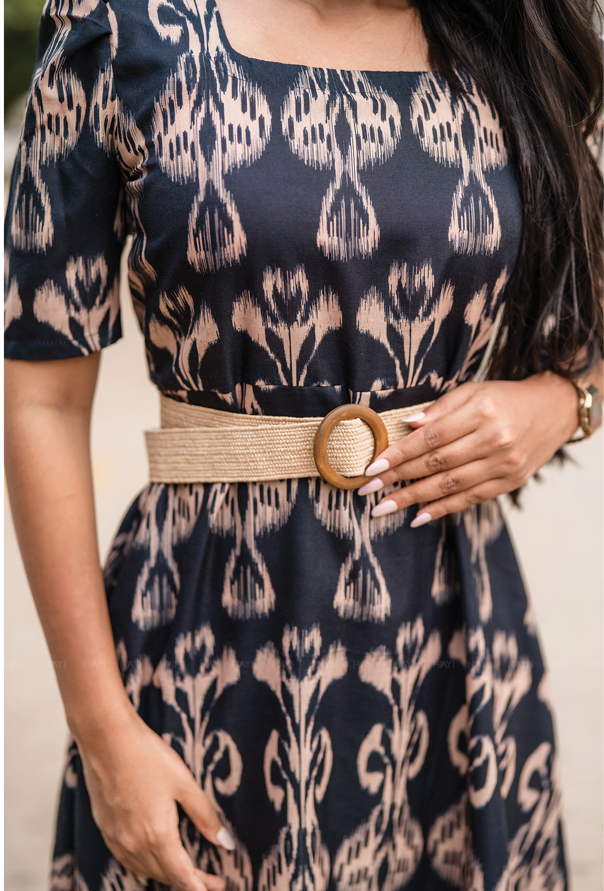 Horizon Black with Dark Desire printed Linen Blend Dress