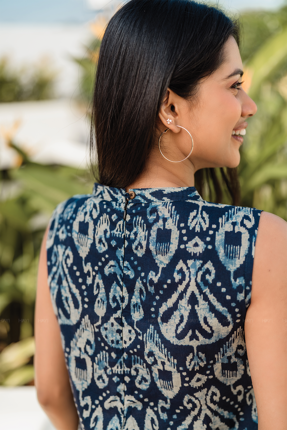 Rustic Royal Blue Cotton Co-ord with Close Neck