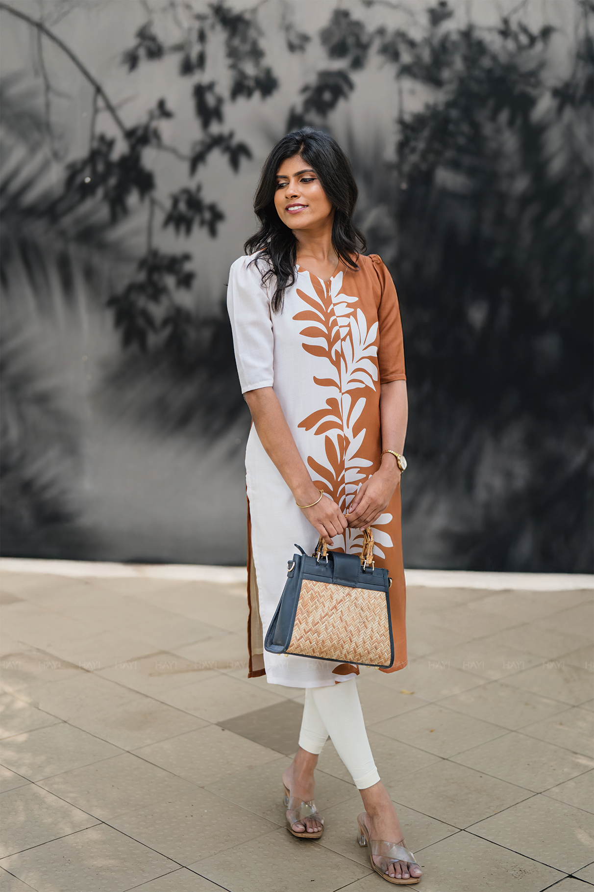 Dusk Beige with Rustleaf Grace floral printed Linen Blend Kurta