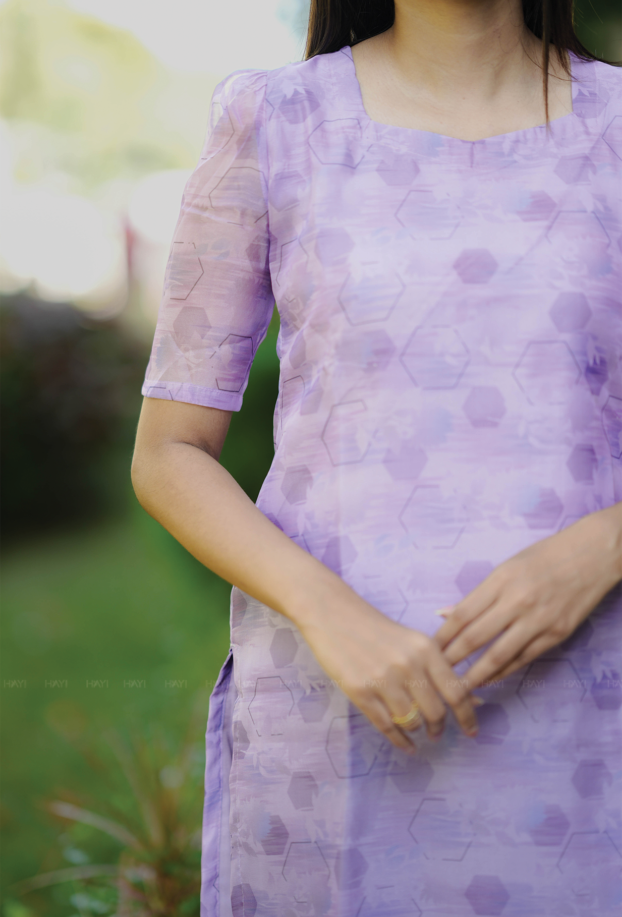 Glacial Lilac Matrix Organza kurta
