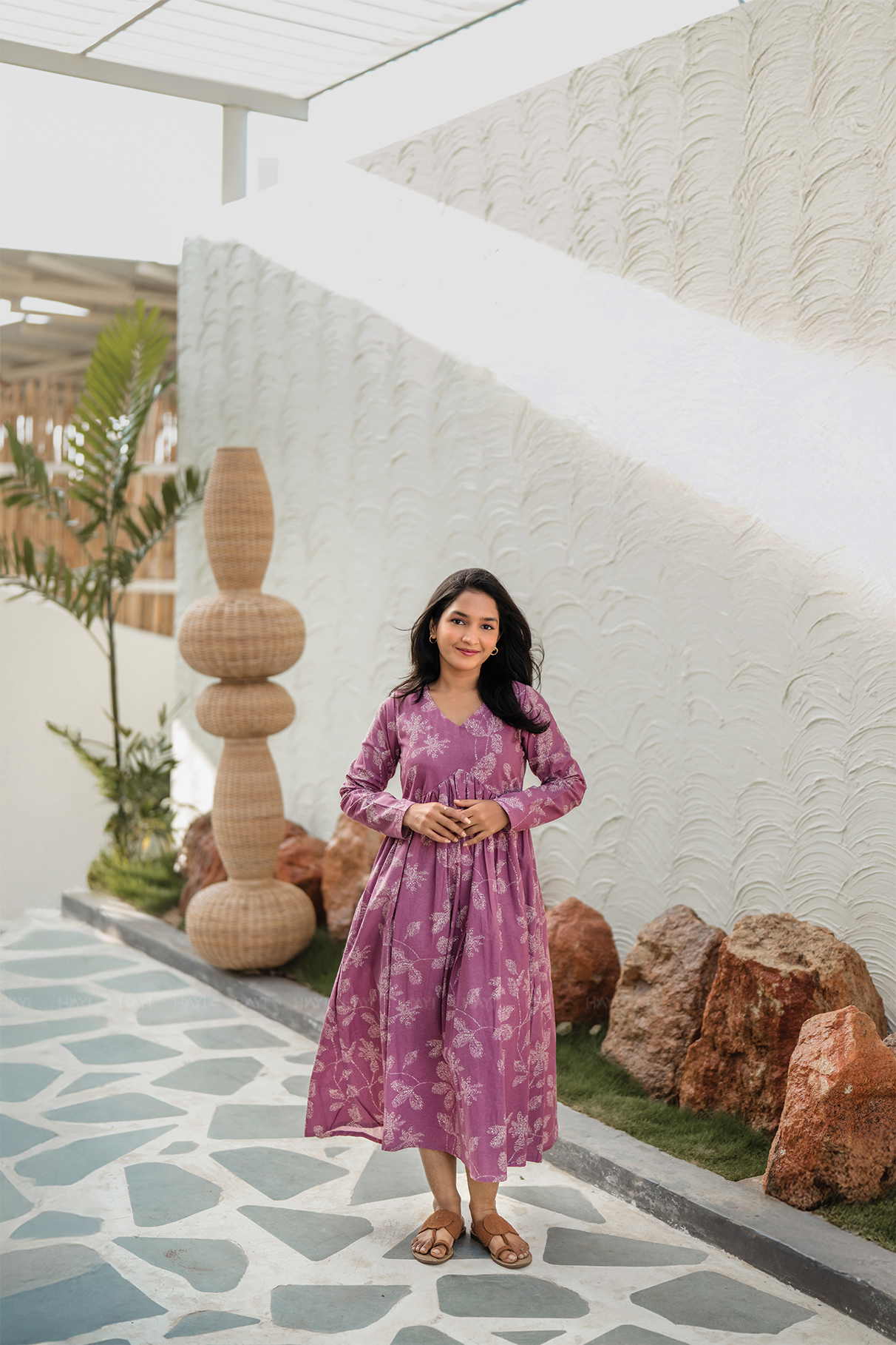 Astral Pink with Aurara Bloom floral printed Cotton Dress