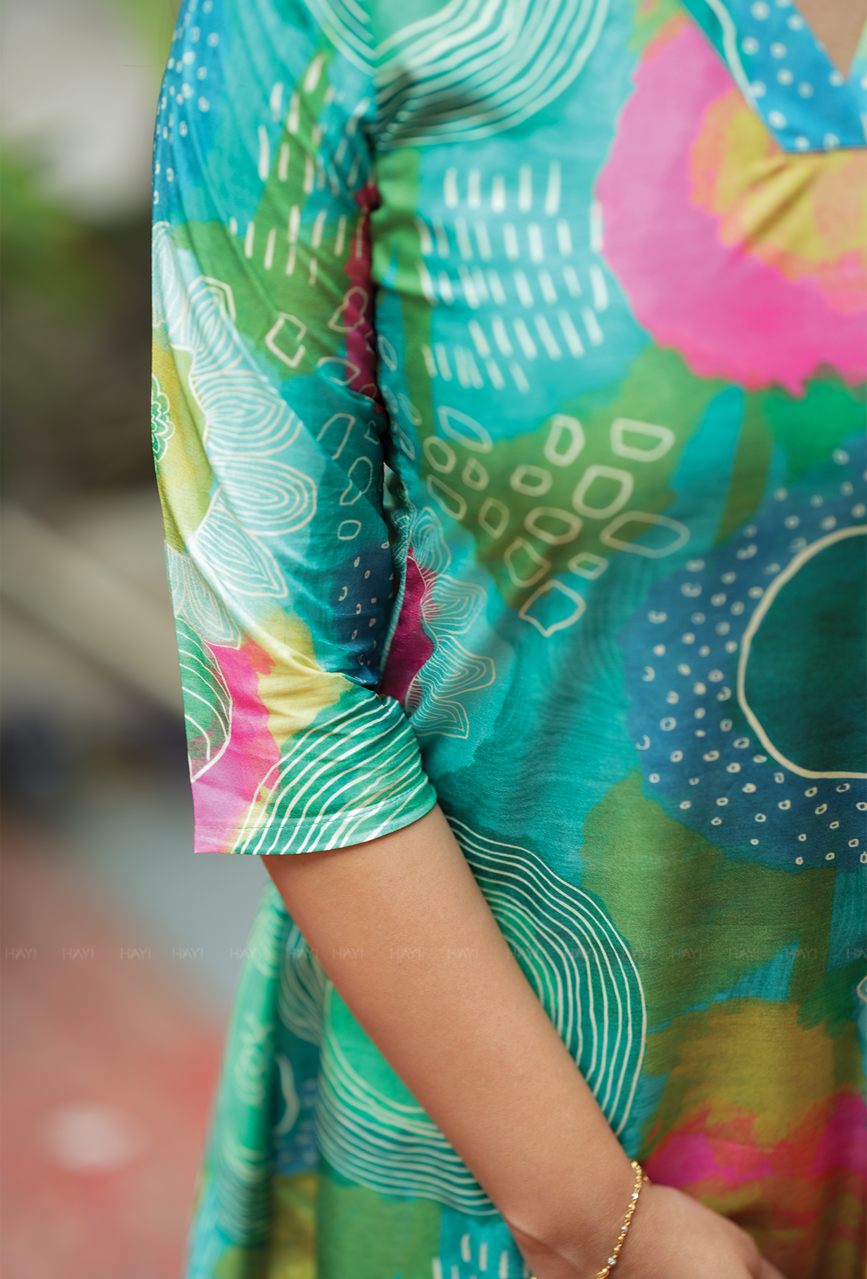 Mesh Green with Jungle Blush Silk Blend Co ord set