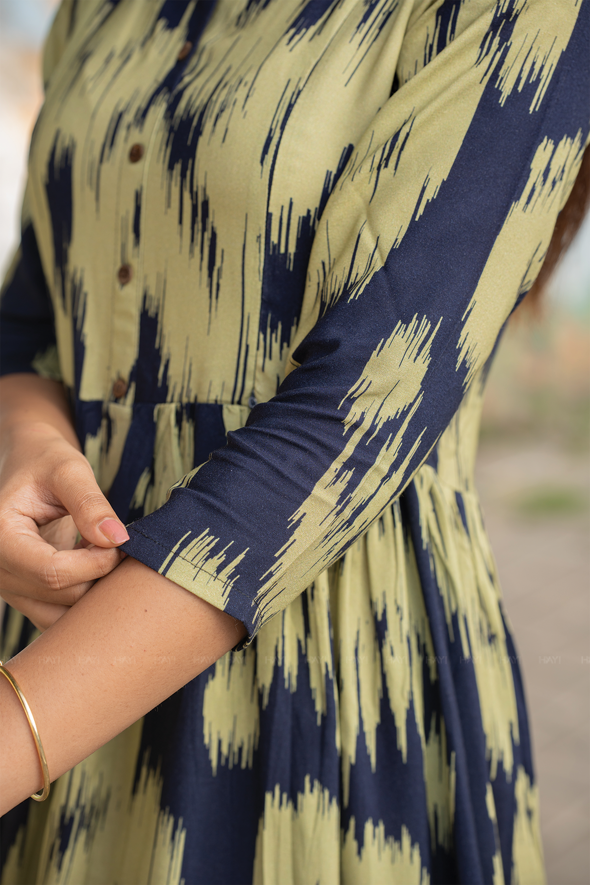 Indie Sky Navy Printed Maternity and Feeding Viscose Dress