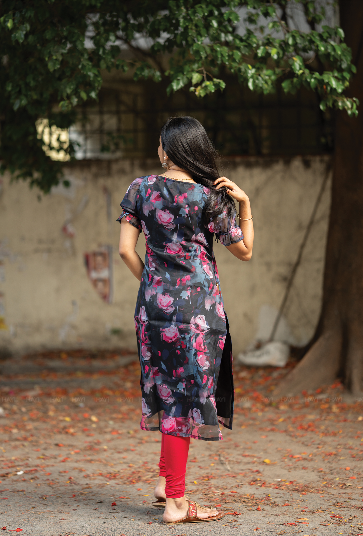 Nova Black with Midnight Eclipse Organza kurta