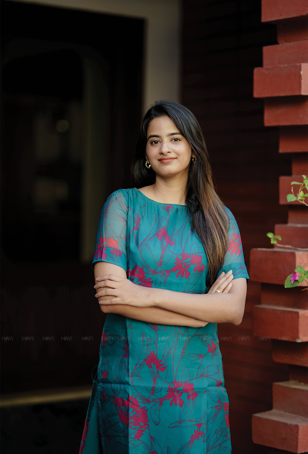 Zesty Teal with floral printed Organza kurta