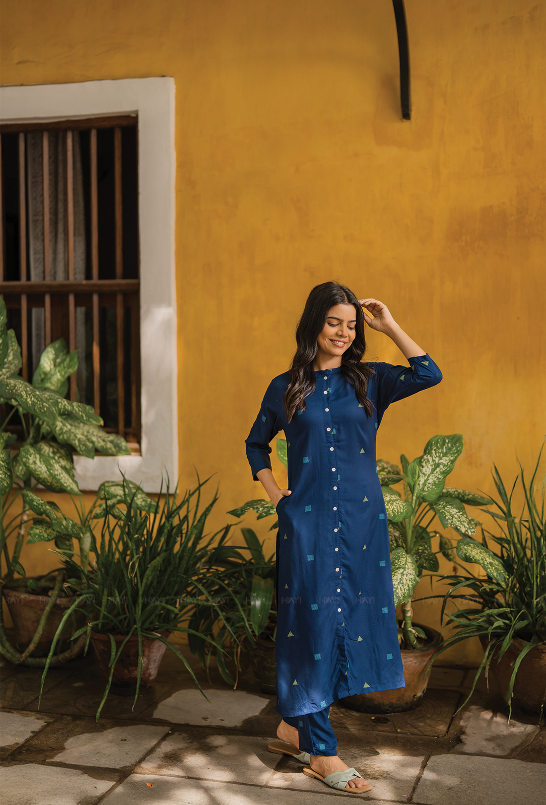 Revel Navy with Evening Glow printed Viscose Co Ords