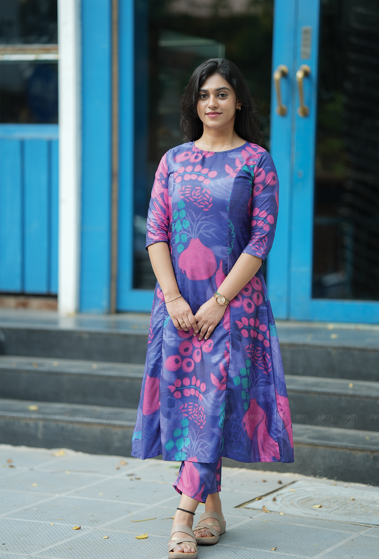 Lucid Violet with Orchid Cherry Silk Blend Co ord set