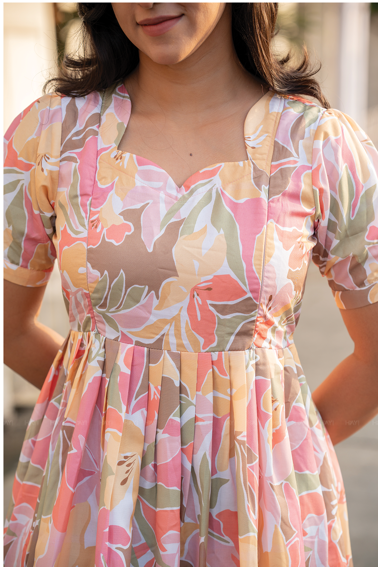 Seraphine White floral printed Maternity and Feeding Cotton Blend Dress