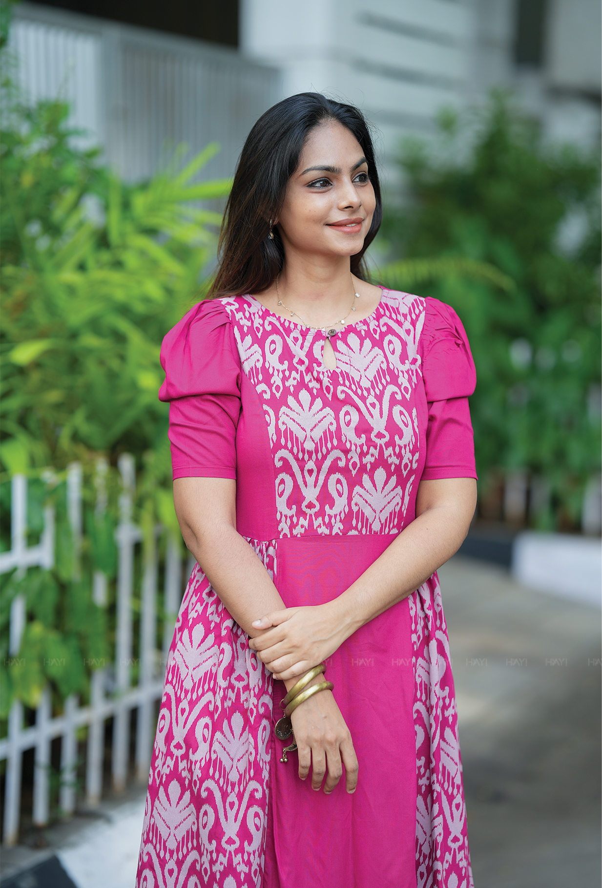 Egret Majenta with Magestic Imprint Viscose Dress