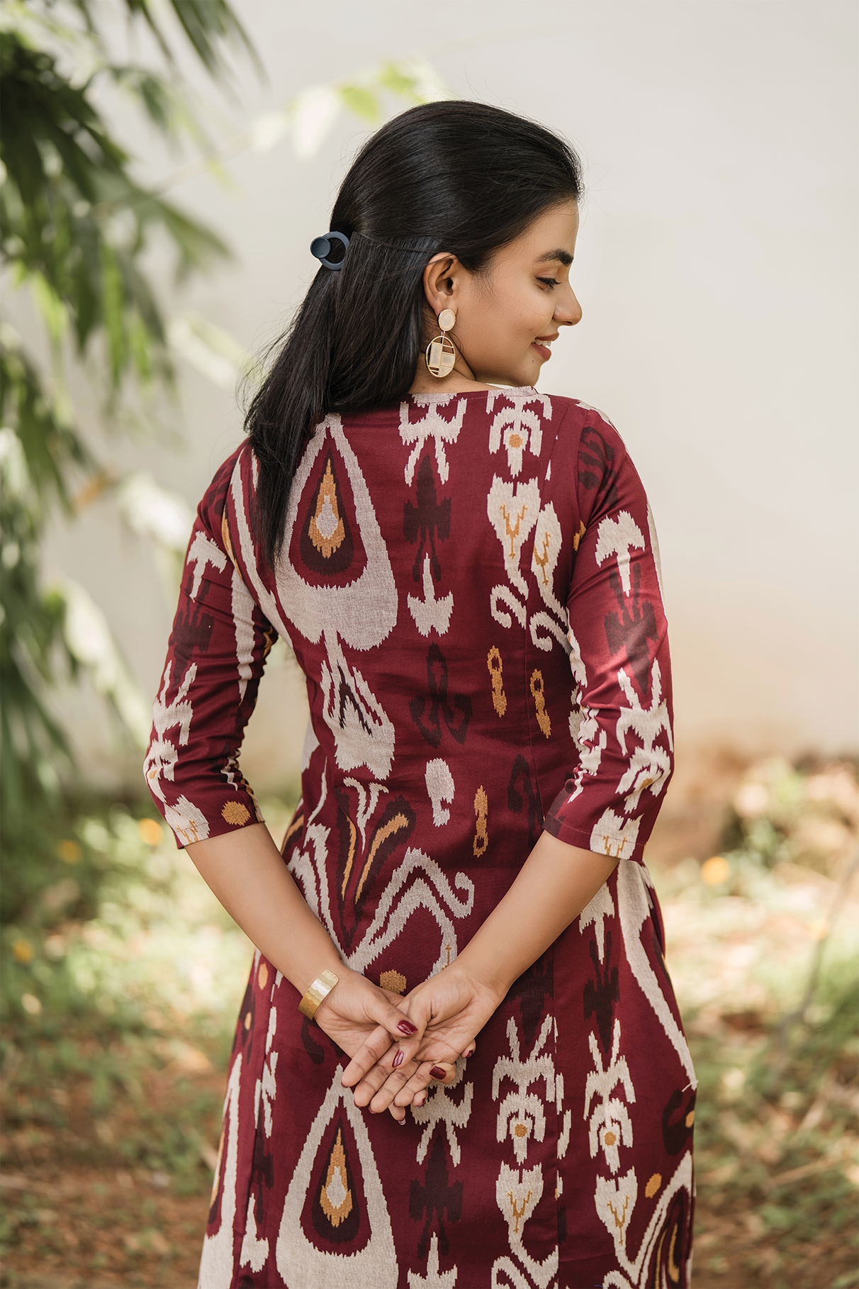 Threadbeat Peach Cotton Blend Co-ord with Boat Neck & Keyhole