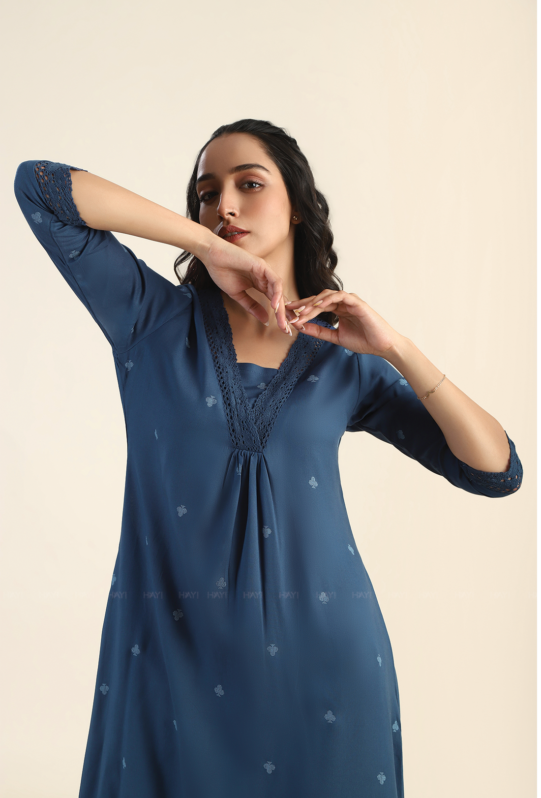 Celestial Blue Twinkle Muse Viscose Printed Dress