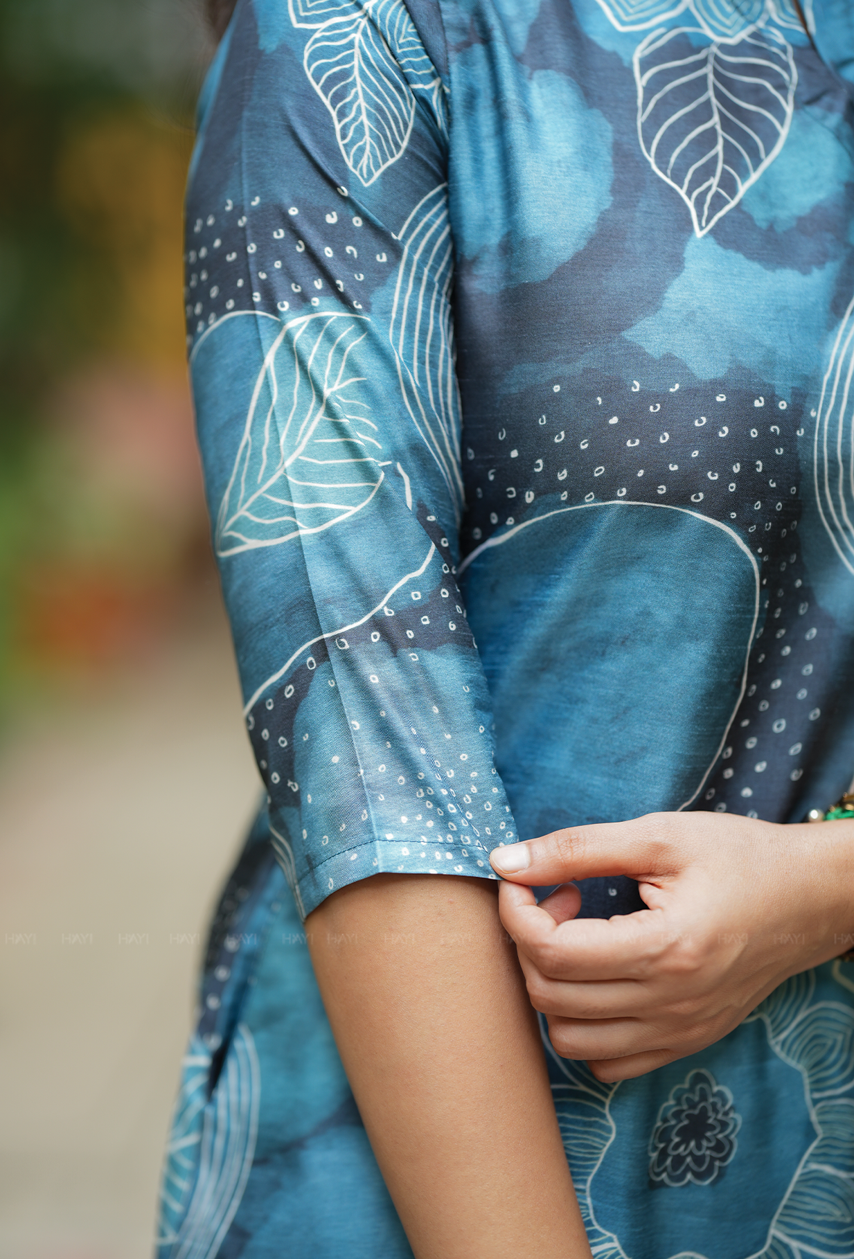 Laver Blue with Floral Membrane Silk Blend Co ord set