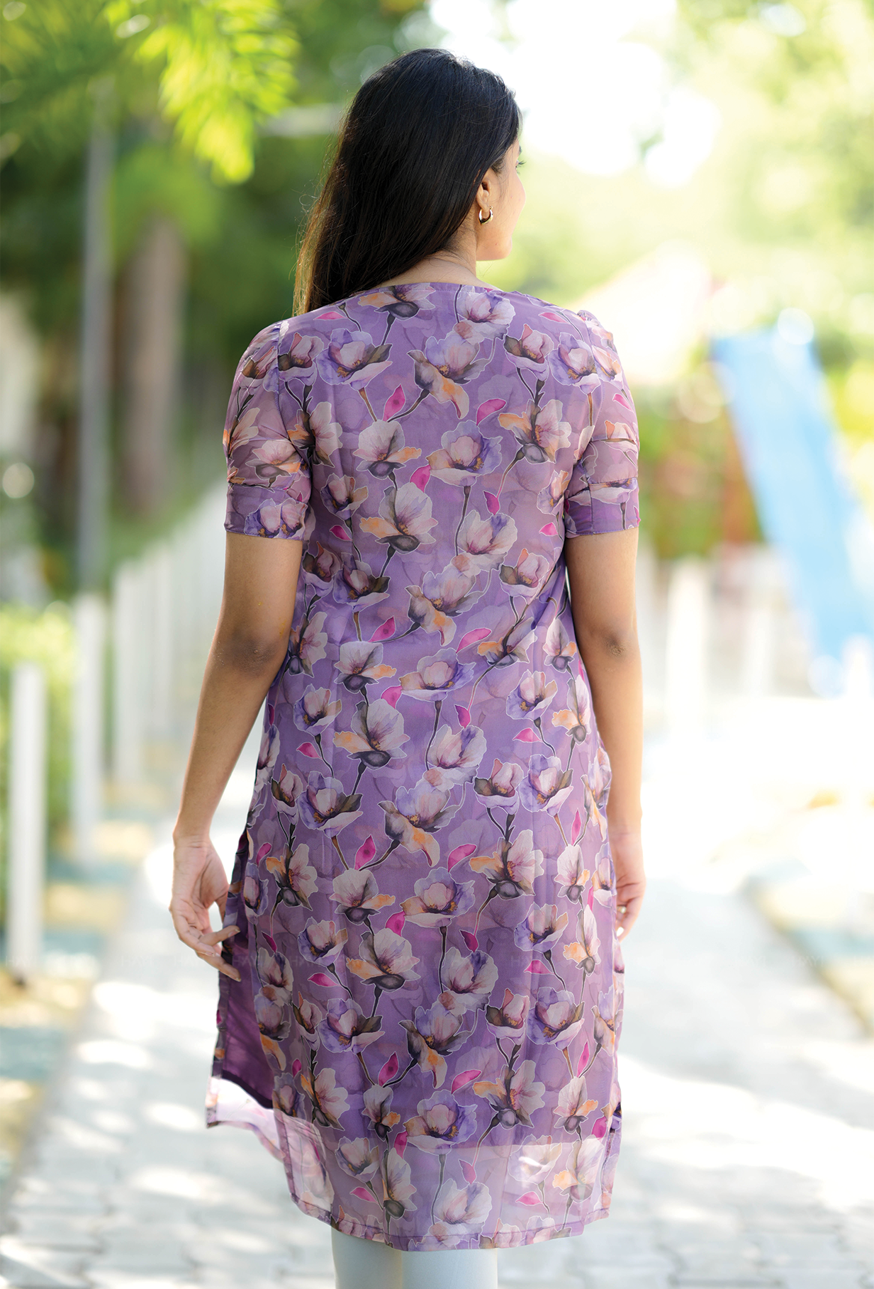 Blushed Violet with Blooming Posy Organza kurta