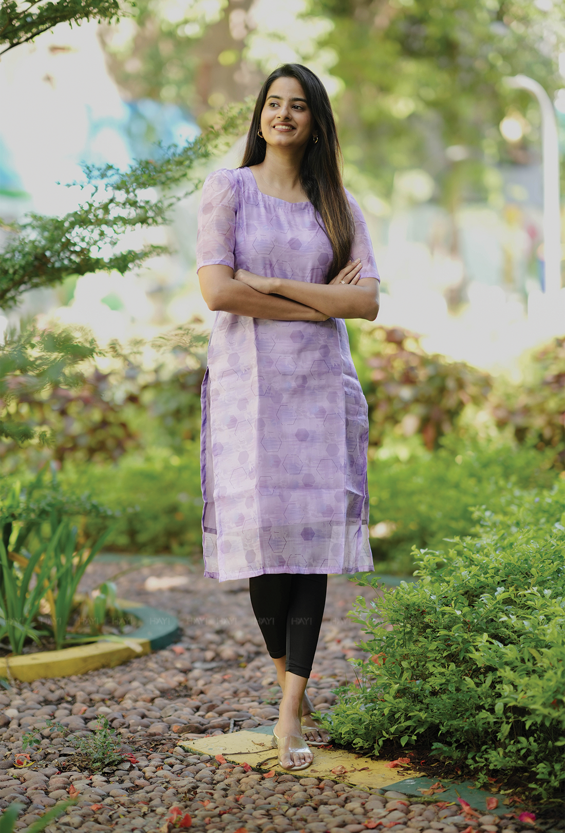Glacial Lilac Matrix Organza kurta