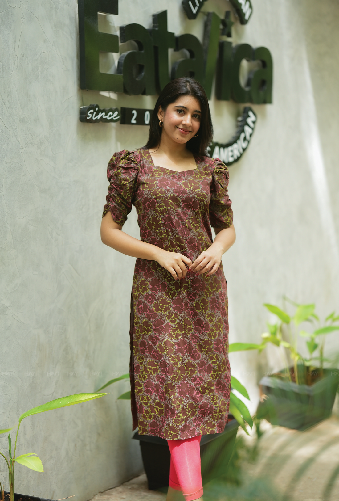 Dune Brown with Desert Luxe floral printed Viscose Kurta