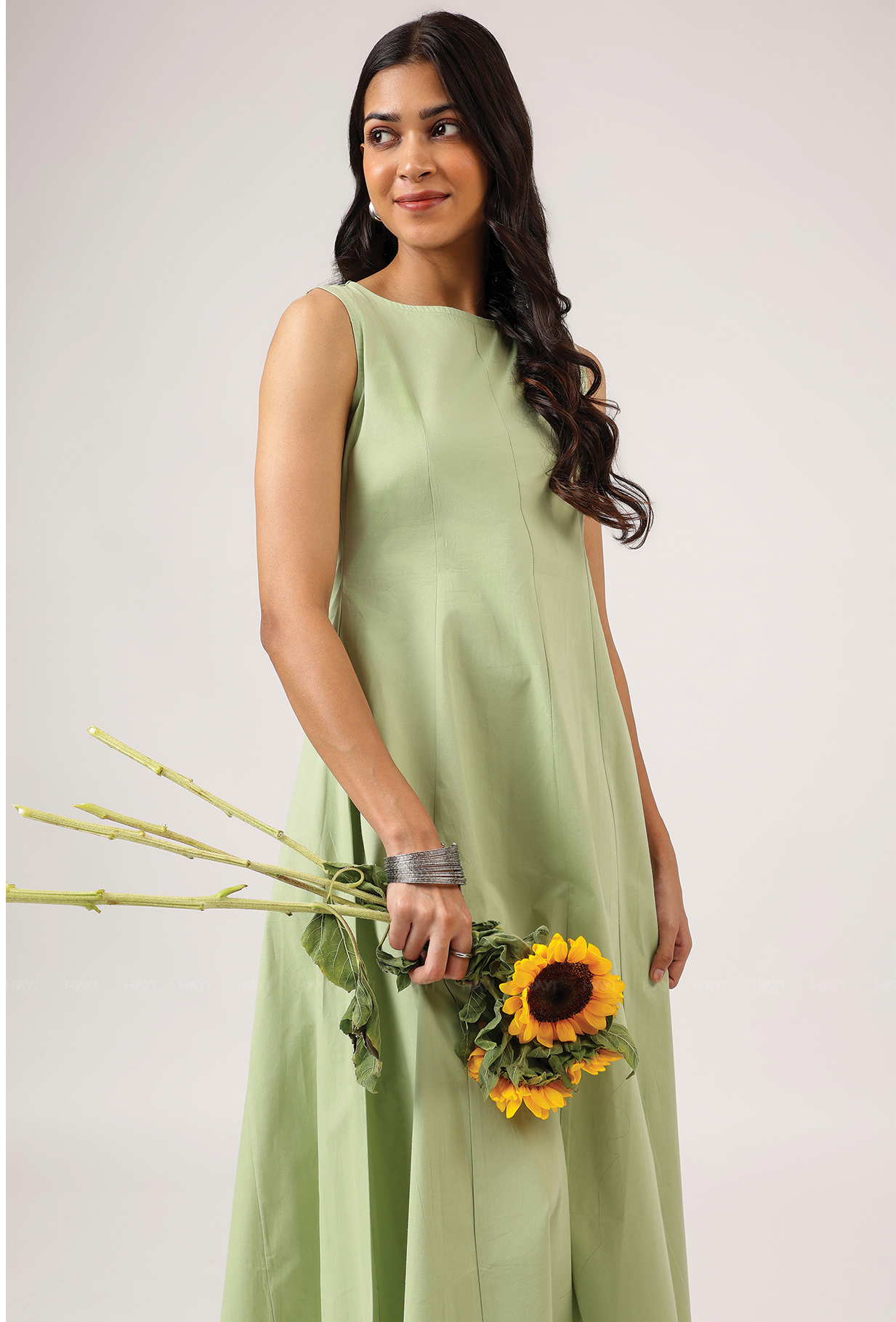 Skyfall Green Sleeveless Panel Dress