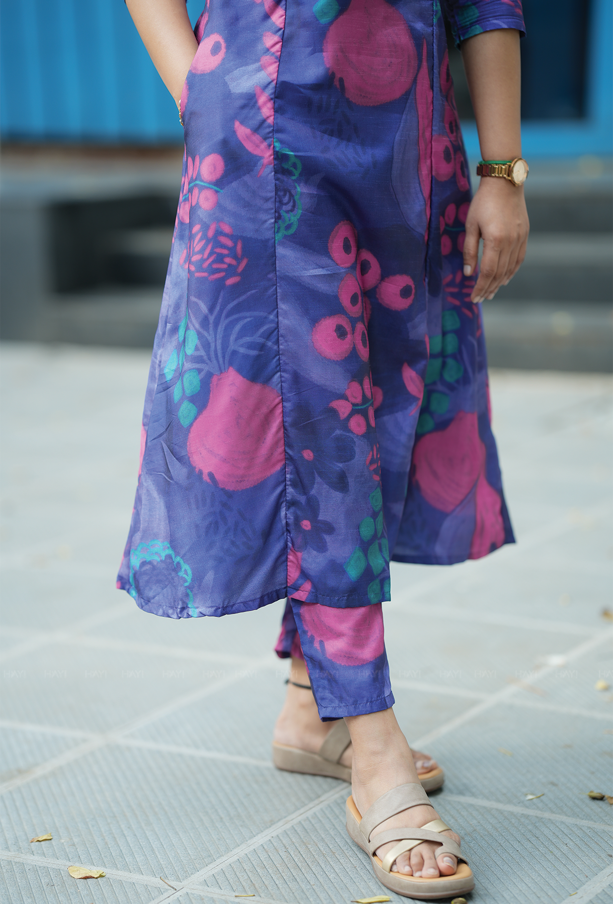 Lucid Violet with Orchid Cherry Silk Blend Co ord set