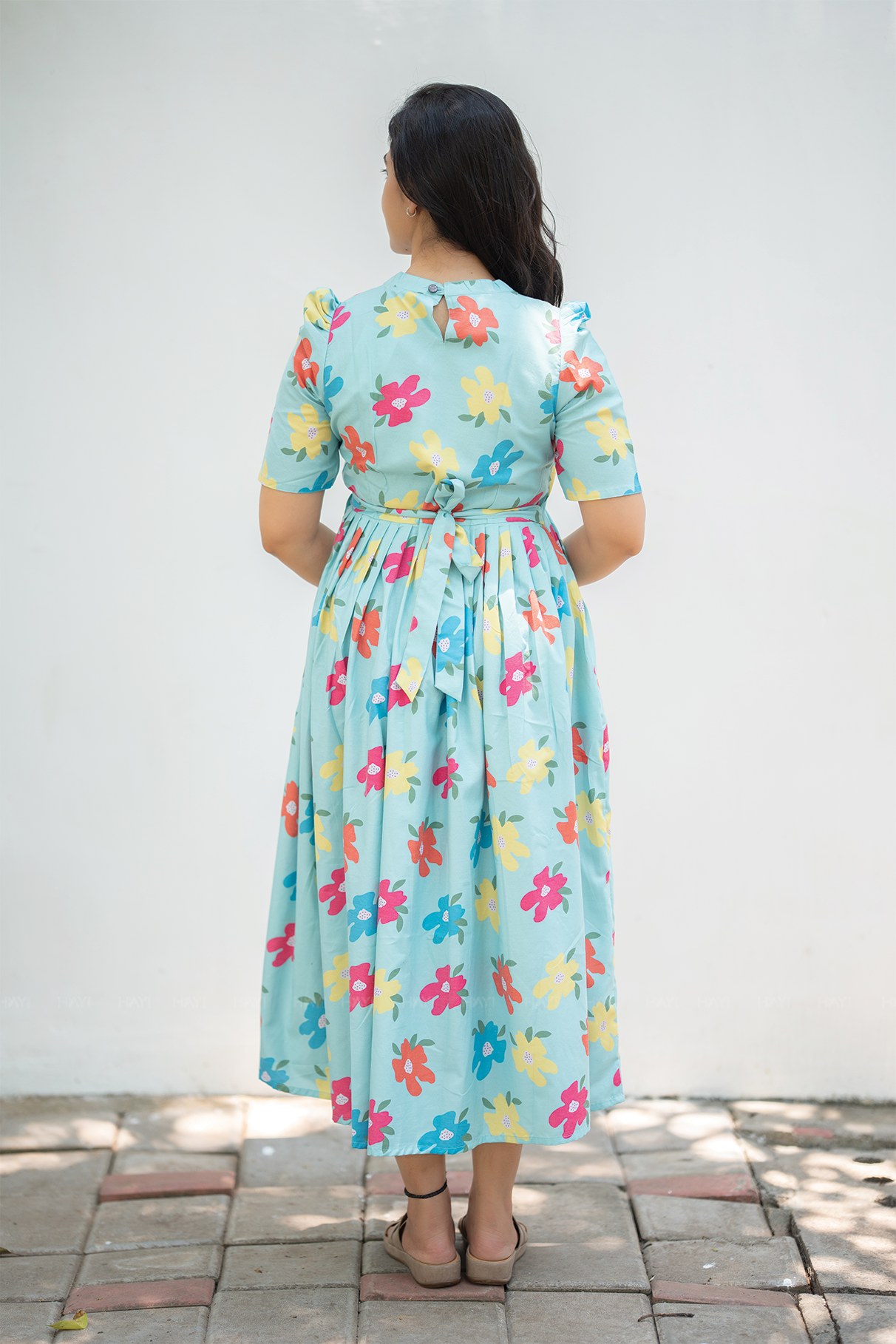 Calm Flora Blue Printed Maternity and Feeding Maxi Wear