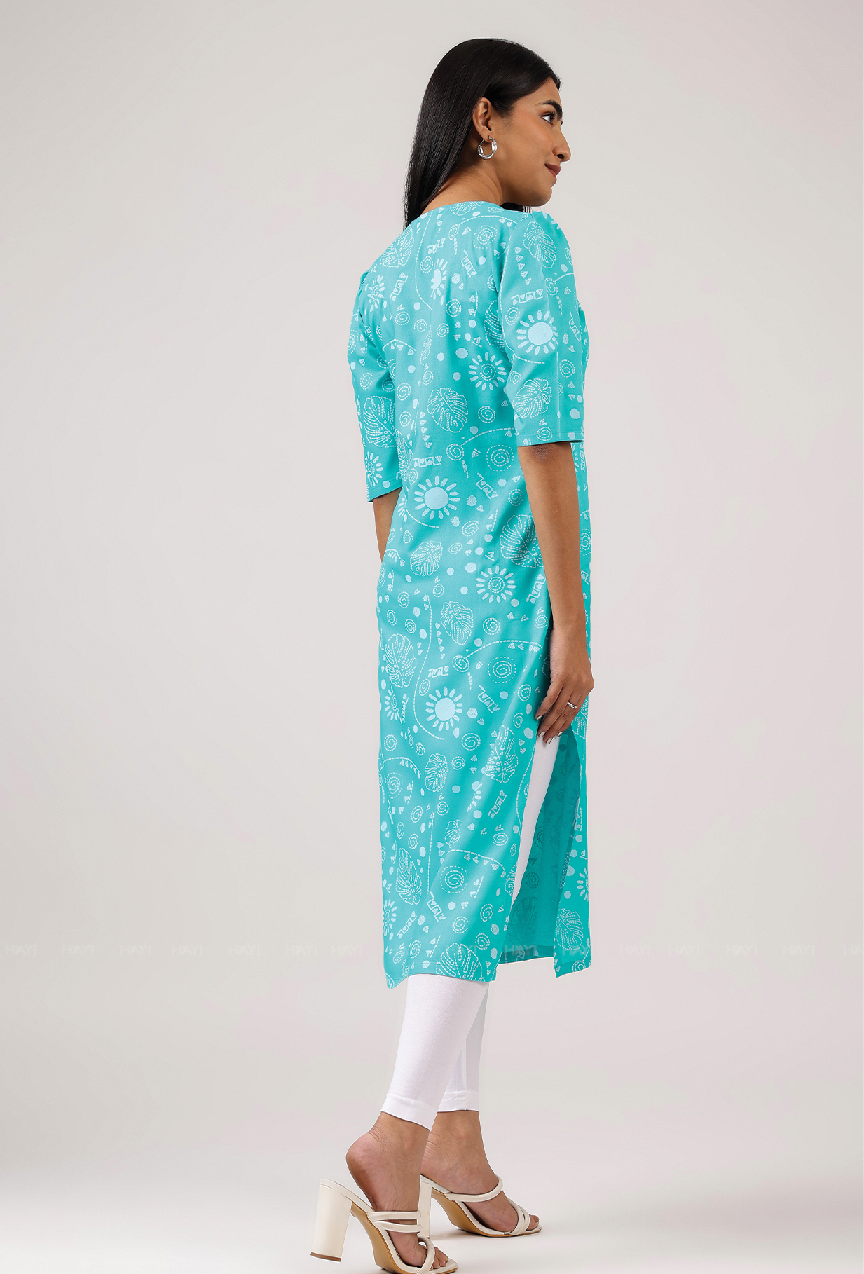 Mint Mirage with floral printed Viscose Kurta